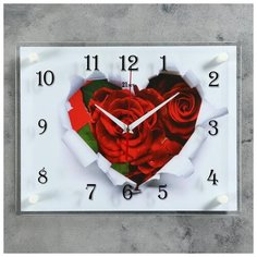 Часы настенные 21 век серия: Цветы, "Розы", 30*40 см