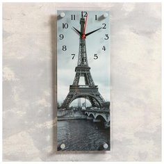 Часы-картина 21 век настенные, серия: Город, "Эйфелева башня", 20*50 см