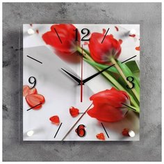 Часы настенные 21 век серия: Цветы, "Тюльпаны", 35*35 см