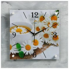 Часы настенные 21 век серия: Цветы, "Ромашковый чай", 35*35 см
