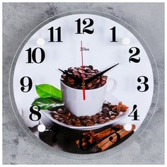 Часы настенные 21 век серия: Кухня, "Чашка с кофейными зернами", 30*30 см