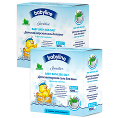 BABYLINE Детская морская соль для ванн с целебными травами, 1000 гр Х 2шт