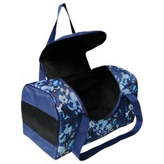 Сумка-переноска для животных 48x23x24 Теремок, СПК-1_белые буквы, цвет "синий, белый"