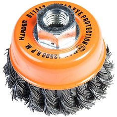 Щетка для УШМ, 75 мм, М14Х2, "чашка", крученая металлическая проволока 0,5мм.// HARDEN