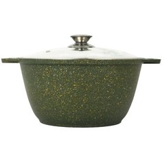 Кастрюля KUKMARA Trendy style malachite литая 4,0 л со стеклянной крышкой