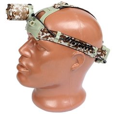 Фонарь налобный аккумуляторный с зарядкой от 220V и 12V 003-T6 защитного цвета Police