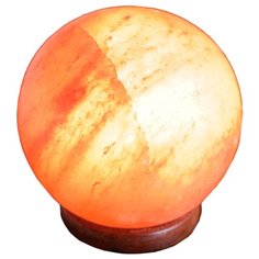 Соляная лампа SHL-1007 из гималайской соли в форме шара на подставке из дерева, 3-4 кг, 25 Вт Supra