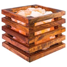 Соляная лампа SHL-1009 из гималайской соли в деревянном боксе, 3-4 кг, 25 Вт Supra