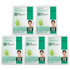 Маска для лица Dermal коллагеновая с экстрактом зеленого чая 5 штук