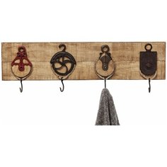 KARE Вешалка настенная Cable Pull, коллекция "Кабель" 56*13,2*4,7, Сосна, Сталь, Коричневый