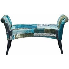 KARE Скамья с подлокотниками Motley, коллекция "Мотли" 107*62*38, Хлопок, Бук, Пенополиуретан, Синий