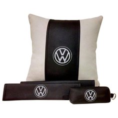 67610 Подарочный набор с логотипом VOLKSWAGEN, подушка в салон, накладки и ключница Auto Premium