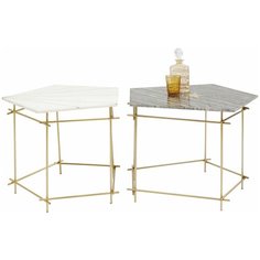 KARE Столик приставной Mystic, коллекция "Мистика", количество предметов 2 46*51*46, Мрамор, Сталь, Серый графит