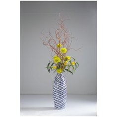 KARE Design Ваза Fischschwarm, коллекция "Стая Рыб" 21,5*56*21,5, Фарфор, Белый, Синий