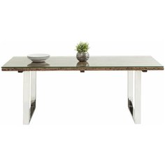 KARE Design Стол Rustico, коллекция "Рустик" 200*76*90, Шпон, Стекло, Нержавеющая сталь, Коричневый