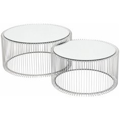 KARE Design Столик кофейный Wire, коллекция "Провода", количество предметов 2 70*34*70, Сталь, Зеркальное стекло, Серебряный