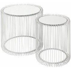 KARE Design Столик приставной Wire, коллекция "Провода", количество предметов 2 45*46*45, Сталь, Зеркальное стекло, Серебряный
