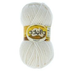 Пряжа Adelia "NELLY" 70% шерсть, 30% акрил №01 БЕЛЫЙ - 5 мотков по 100 г