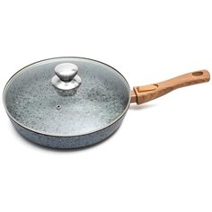 Сковорода Appetite Grey Stone 24 см со съёмной ручкой и стеклянной крышкой
