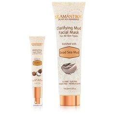 SEAMANTIKA Набор: Маска осветляющая для лица с грязью мертвого моря Dead Sea Mud (для всех типов кожи) 100 мл, Крем увлажняющий для лица с маслом ши Shea Butter (для нормальной и сухой кожи) 40 мл, Израиль