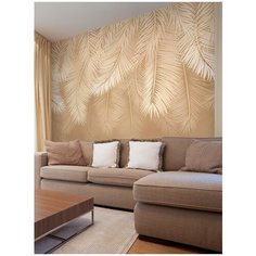 Топ Фотообои виниловые на флизелиновой основе "Пальмовые листья в бежевых тонах" размер 300см (ширина) х 270см (высота)