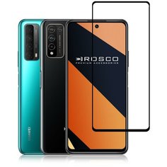 Защитное стекло ROSCO с черной рамкой для Honor 10X Lite и Huawei P Smart 2021 (Хонор 10Х лайт и Хуавей П Смарт 2021), силиконовая клеевая основа