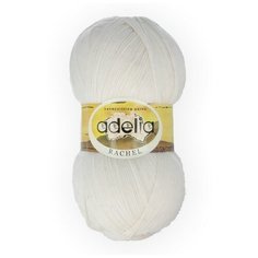 Пряжа Adelia "RACHEL" 90% шерсть, 10% полиэстер №01 БЕЛЫЙ - 5 мотков по 100 г