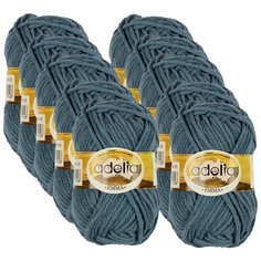 Пряжа Adelia Emma однотонная, 20 % шерсть, 80 % акрил, 50 г, 50 м, 10 шт., №26 серо-голубой