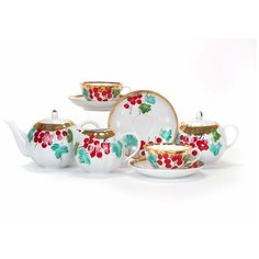 Сервиз чайный. Дулёвский фарфоровый завод. Форма Тюльпан. Рисунок Калинка. 15 предм.