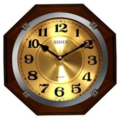 Часы настенные кварцевые Sinix 1074 GA коричневый/золотистый