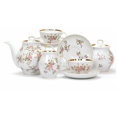 Сервиз чайный. Дулёвский фарфоровый завод. Форма Белый лебедь. Рисунок Цветение. 15 предм.