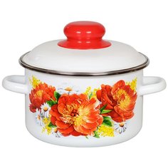 Кастрюля Пионы 2,0 л СтальЭмаль