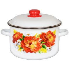 Кастрюля Пионы 4,0 л СтальЭмаль