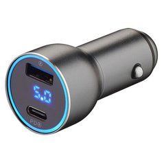 АЗУ Deppa USB A + USB-C, PD, QC 3.0, 36W, дисплей, алюминий, графит