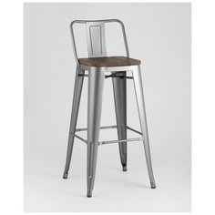 Барный стул TOLIX WOOD со спинкой серебристый матовый Stool Group