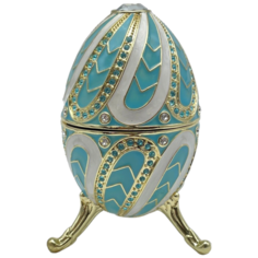 Музыкальное декоративное пасхальное яйцо в стиле Фаберже (Faberge Egg). Коллекционная, сувенирная, интерьерная, универсальная шкатулка для ювелирных украшений, бижутерии, мелочей, подарки, фигурка, статуэтка, сувениры, винтаж, антик, интерьер, декор.  Keren Kopal