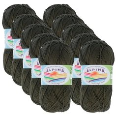 Пряжа Alpina Xenia, 100 % хлопок, 50 г, 240 м, 10 шт., №514 т.оливковый