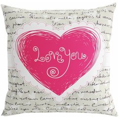 Подушка декоративная "Любить всем сердцем", 40*40 см. Сирень