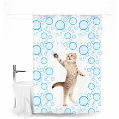 Шторка для ванной Сирень "Охота за мыльными пузырями"