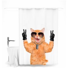 Шторка для ванной Сирень "классный кот!"