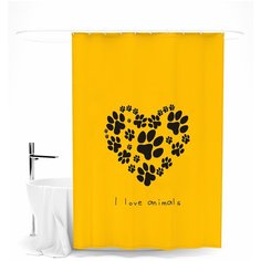 Шторка для ванной Сирень "I love animals"