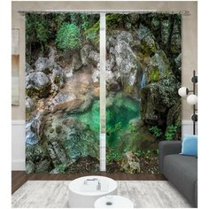 Фотошторы Сирень "Озеро вулкана" 145*260 см, 2шт