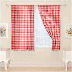 Фотошторы Сирень "Красная клетка", 145*160 2 шт.