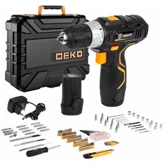 Аккумуляторная дрель-шуруповерт 12V DEKO GCDU12DU3 в кейсе + набор 193 аксессуара (2*1.5Ah)