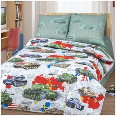 Детское постельное белье Танки, 1,5 спальное, бязь Артпостель