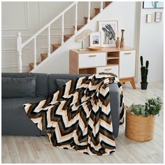 Плед " ЗигЗаг", темно-коричневый, 200*220 см Bozhong Home Textile