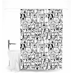 Шторка для ванной Сирень "Собачья вечеринка"