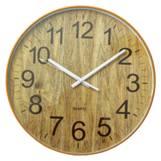 Часы настенные круглые Home art 35х35х4,5см белый, коричневый, желтый Olaff