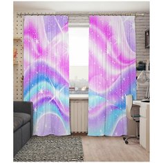 Фотошторы Сирень блэкаут 145*260 см, 2 шт. (комплект - 2 шт.)