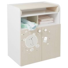 Пеленальный комод Polini kids French 1270, Teddy, белый-дуб пастельный
